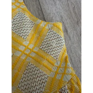dRA Los Angeles Yellow White Chevron Lattice Midi Dress Pockets Womens M‎ thumbnail 7
