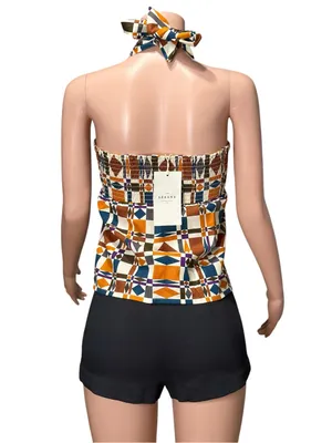 SÉZANE Tallulah Linen-Blend Halter Blouse, Ditsies 70s, FR34/US2 thumbnail 6