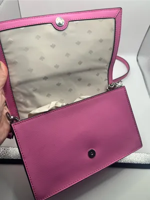 Kate Spade Cameron Small flap crossbody bag with chain strap bright peony pink thumbnail 8