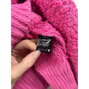 POL Pink Knit Popcorn Hoodie Large V Neck Long Sleeve‎ Pullover Sweater Womens thumbnail 10