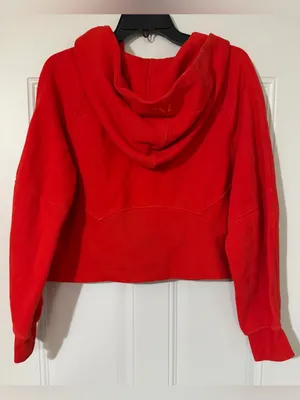 lululemon Scuba 1/2 Zip Hooded Fleece Hoodie Red Women’s Size M/L square dot thumbnail 6