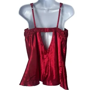 Frederick’s of Hollywood Wine Red Heart Jeweled Embroidered Teddy Top XL‎ thumbnail 5