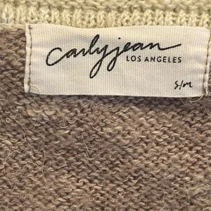 Carly Jean Roll Neck Boxy Linen Cotton Knit Sweater Taupe Marl‎ S/M thumbnail 3