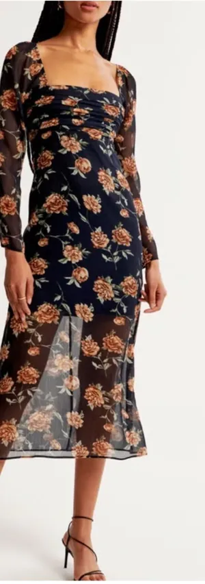 Abercrombie & Fitch Emerson Chiffon Long Sleeves Midi Floral Dress thumbnail 1