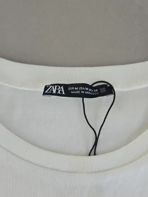 Zara Cream Twist-Front Short Sleeve Tee Size M thumbnail 5