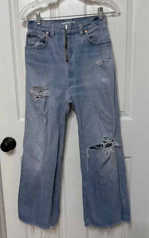RE/DONE x LEVIS wide leg reworked jeans‎ exposed zipper size 25 thumbnail 1