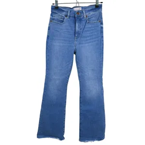 LOFT Womens High Rise Flare Jeans Raw Hem Size 27 Medium Wash Y2K Denim Fall thumbnail 2