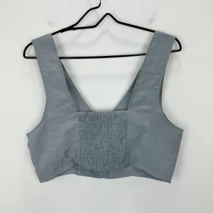 Madewell Softdrape Gwen Crop Vest Top Still Dawn Gray Fitted V Neck US 12 NWT thumbnail 9