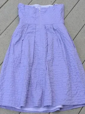 J. Crew Purple Crinkle Pattern Strapless Dress with Pockets thumbnail 6