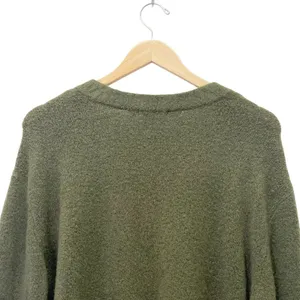 Elan Olive Green Wool Fox Blend Sweater Medium V Neck Balloon Sleeve Oversized thumbnail 4