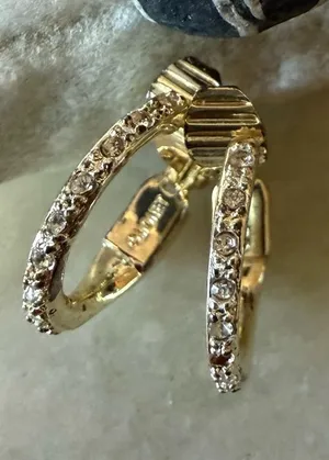 Vintage Monet Gold Hinged Hoop Clip on Earrings EUC thumbnail 1