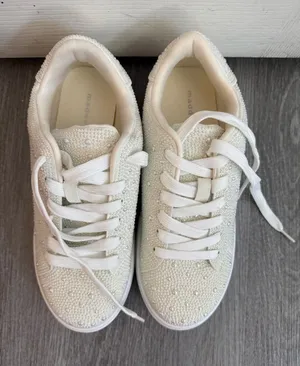 Madden Girl Jeena White Rhinestone Sneakers Size 7.5 NWOT thumbnail 1