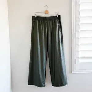 NWT OFFLINE By Aerie Real Luxe Faux Leather Wide Leg Pant in Green Size L thumbnail 2