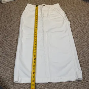 TNA Aritzia White Denim Carpenter Long Midi Maxi Skirt Utility Workwear Size 4 thumbnail 4