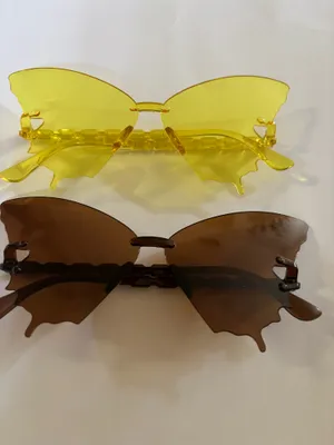 2 Pairs Butterfly Sunglasses Thin(Brand New) Yellow thumbnail 4