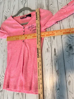 Harley-Davidson Women’s XS Pink Henley Long Sleeve Motorcycle Graphic Top thumbnail 7