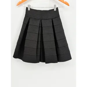 Xhilaration Skater Skirt Womens XS Black Textured Knit Box Pleat Mini Flare‎ thumbnail 4