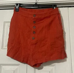 Free People High Waist Orange Rust Button shorts small thumbnail 1