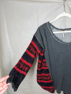Free People Washed Charcoal V-Neck Pullover thumbnail 4