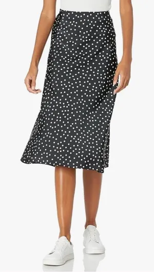 NWT The Drop Womens Black White Polka Dot Midi Skirt Size XS = thumbnail 1