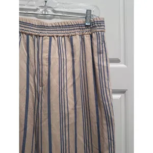 Zara Beige Blue Striped High Waist Pull on Trouser‎ Pants Size Medium thumbnail 5