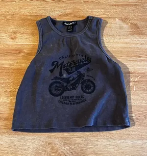 Tank Top Charlotte Russe Crop Grey Tie Ribbed Neck XL thumbnail 1