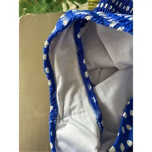 Cupshe Blue Polka Dot One-Piece Swimsuit Cutout Spaghetti Small Retro thumbnail 4