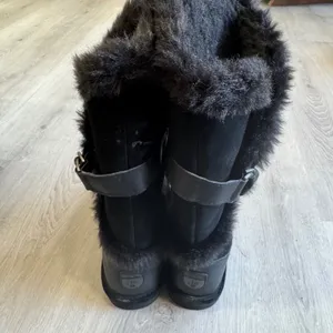 Bearpaw Women Black Suede Faux Fur Trim Winter Boots Buckle‎ Detail Size 10 thumbnail 6