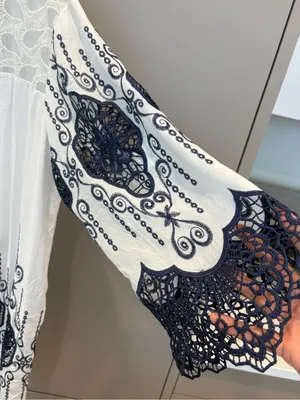 Angela Mara Made In Italy Viscose Embroidered Lace Open Kimono Cardigan L thumbnail 5