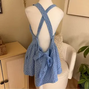 FREE PEOPLE Blue Free-Est Va Va Volume Mini Dress Feminine Open‎ Back thumbnail 5