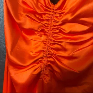 Jason‎ Wu Orange/Red Satin Feel Midi Dress Size Large thumbnail 5