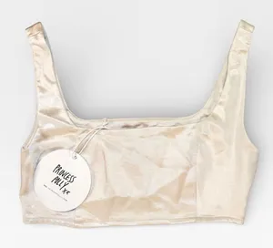 NWT Princess Polly Champagne Satin Crop Tank Top US 2 Huxley Set Piece thumbnail 1