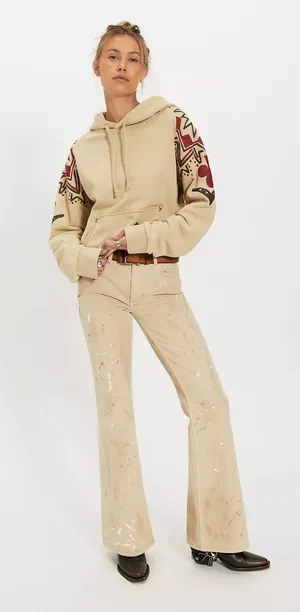 🆕 Free People X Denim And Bone | Playing Card Hoodie | Sz: M thumbnail 1