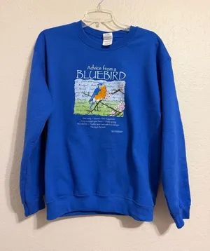 Vintage 90s Blue Bird Sweatshirt cottagecore granny grandma nature boho thumbnail 1