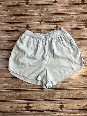 aerie Light Blue Wide-Leg Linen Blend Lounge Shorts Coastal Vacation Size Small thumbnail 2