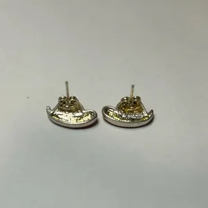3/$20 Cute Red Cowboy Hat Rhinestone Gold Plated Stud Earrings Country Vintage thumbnail 2