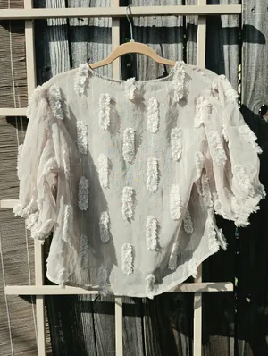NEW YUMI Sheer Puff Sleeve Top Small thumbnail 7