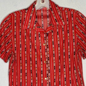 Vintage Graff Polyester Blouse Red‎ Red Size M thumbnail 3