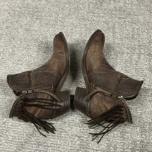 Circle G Corral Fringe Ankle Boots Womens 6 Distressed Leather Western Booties thumbnail 9