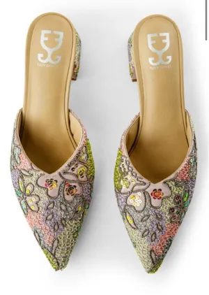 Beaded Slip On Heeled Mule Multiple Size 8 thumbnail 1