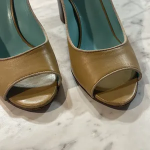 Studio pollini Elegant Tan Peep-Toe Heels khaki tan sz 38 made in Italy thumbnail 4