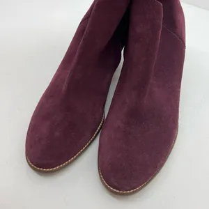 Madewell The Billie Booties in Suede burgundy stacked heel comfort autumn 9.5 thumbnail 8