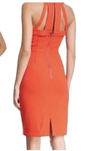BCBG Orange Sleeveless Bodycon Dress With Strappy Back Detail Size 10‎ thumbnail 1