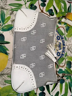 Dooney & Bourke Gray and White Logo Jacquard Tassel Shoulder Bag thumbnail 6