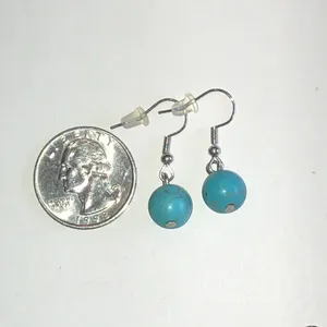 Turquoise Color Beaded Boho Dainty Drop Earrings Blue thumbnail 2