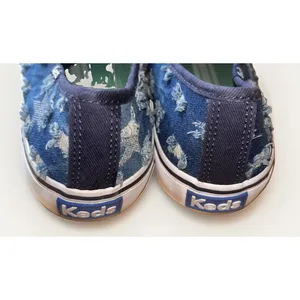 VTG Keds Champion 9.5 Blue Distressed Denim Star Low Top Sneakers Rubber SOle thumbnail 7