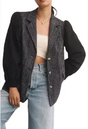 Maeve Anthropologie Black and Gray Women's Jacket Blazer size 10 thumbnail 6