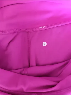 Stori Pink High Waisted Athletic Leggings Ribbed Lower Detail Size 8 thumbnail 5