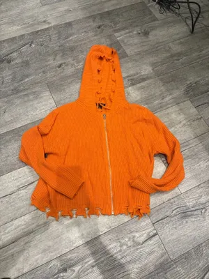 Trendy Threads Orange 3X Women's 100% Acrylic Zip Up Sweater thumbnail 2