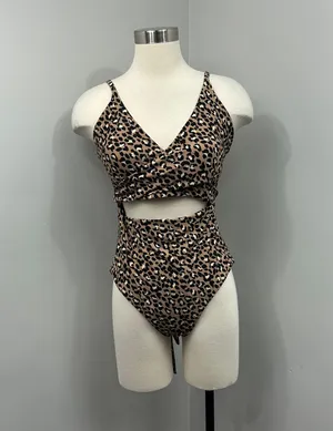 Aerie Tan Animal Print One Piece Swimsuit thumbnail 1